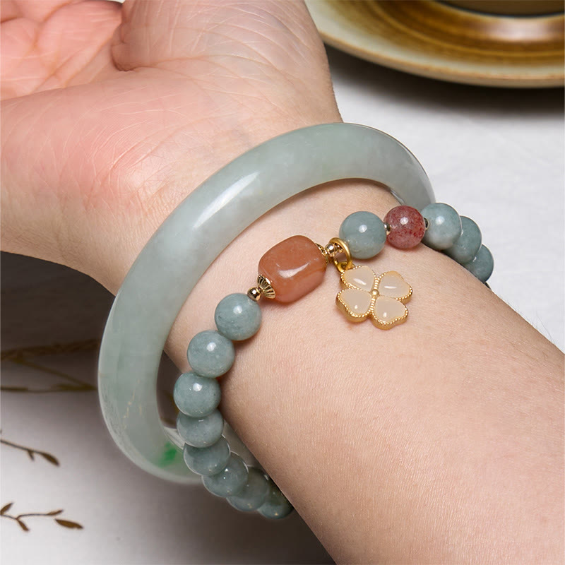 Nimara Ritual Bring Good Luck Green Jade Bracelet Bangle Bundle