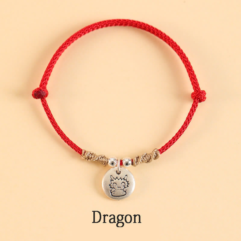 Nimara Ritual Handmade 999 Sterling Silver Year of the Dragon Cute Chinese Zodiac Luck Braided Bracelet