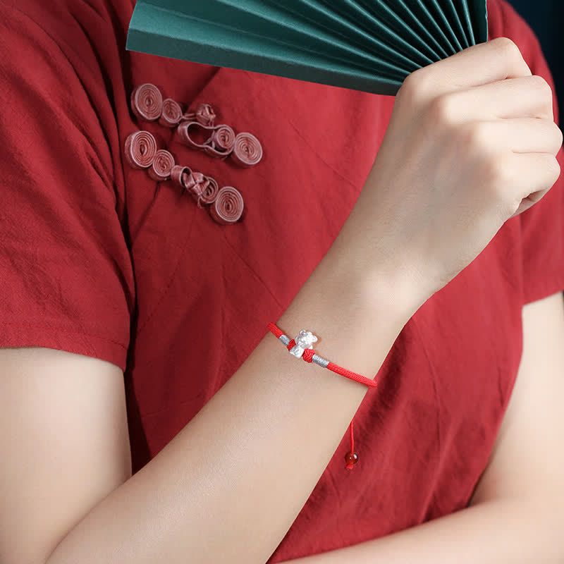Nimara Ritual 999 Sterling Silver Chinese Zodiac Luck Strength Red String Bracelet