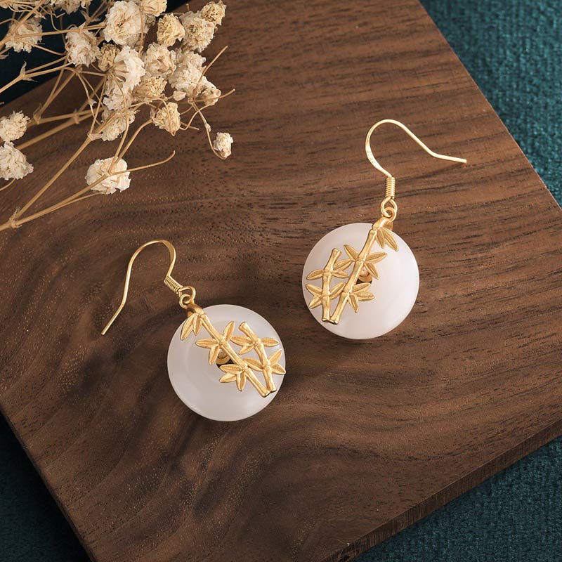 Nimara Ritual FengShui White Jade Fortune Earrings
