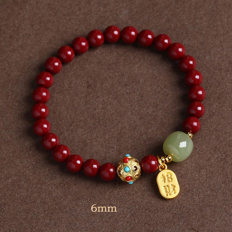 Nimara Ritual Cinnabar Green Aventurine Fortune Protection Charm Bracelet