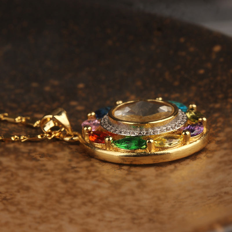 Nimara Ritual Colorful Zircon Copper Wealth Luck Rotation Bracelet Necklace Pendant