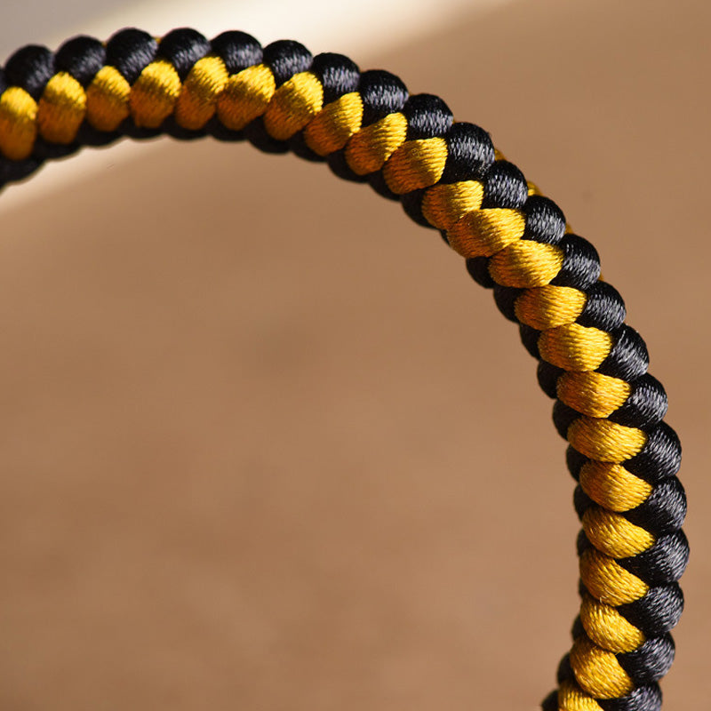 Nimara Ritual Handmade Tibetan Black Gold Dragon Scale Rope Om Mani Padme Hum Purity Bracelet