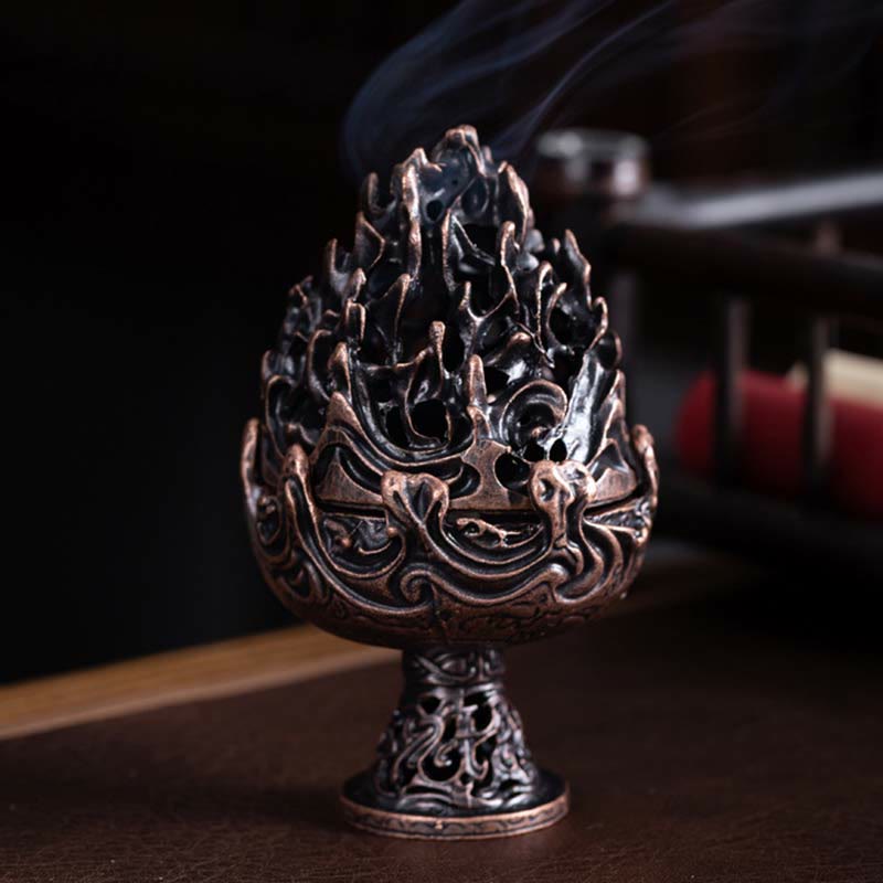 Nimara Ritual Tibetan Mini Mountain Pattern Meditation Copper Alloy Incense Burner