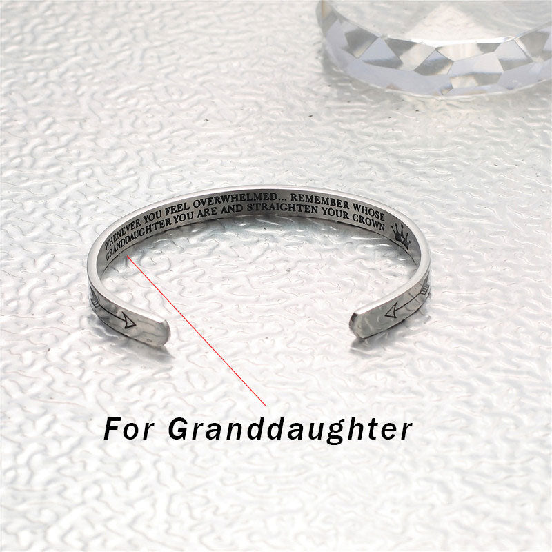 Nimara Ritual Inspirational Bracelets Personalized Gift for Her Him Engraved Mantra Cuff Bangle Crown Jewelry