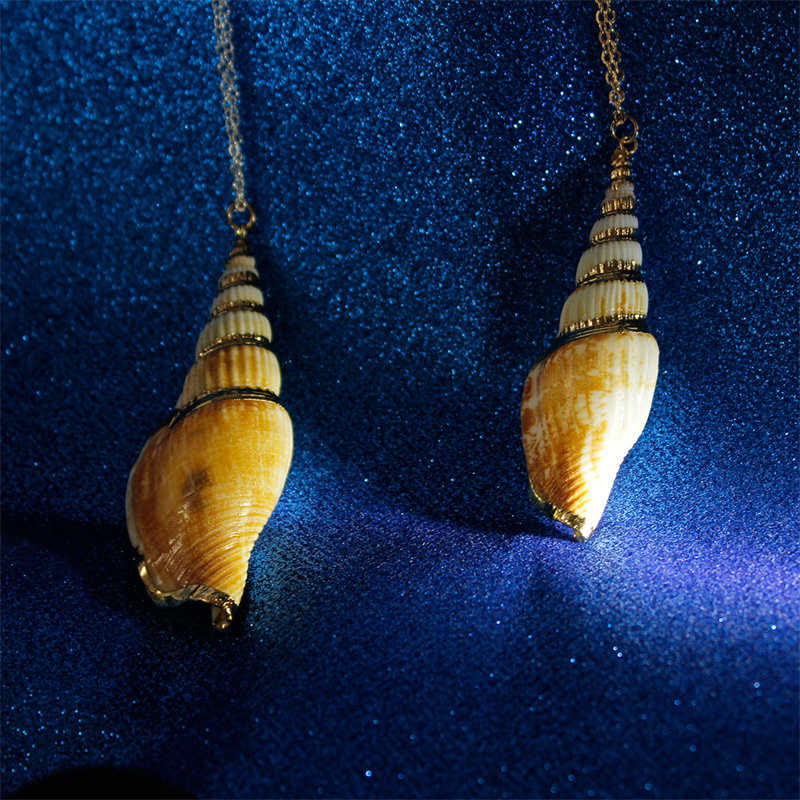Nimara Ritual Natural Shankha Conch Shell Seashell Lucky Necklace Pendant