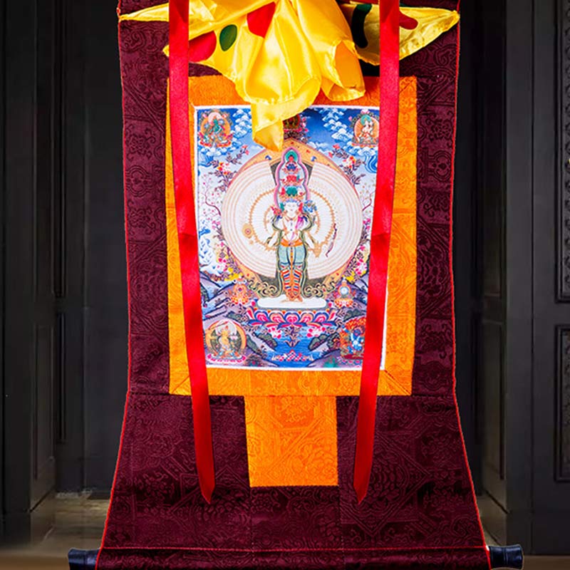 Nimara Ritual Tibetan Thousand-handed Avalokitesvara Framed Thangka Blessing Decoration
