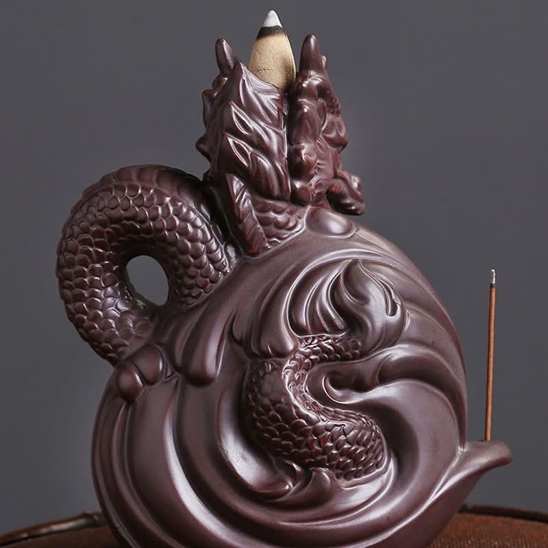 Nimara Ritual Dragon Pattern Success Ceramic Incense Burner Decoration