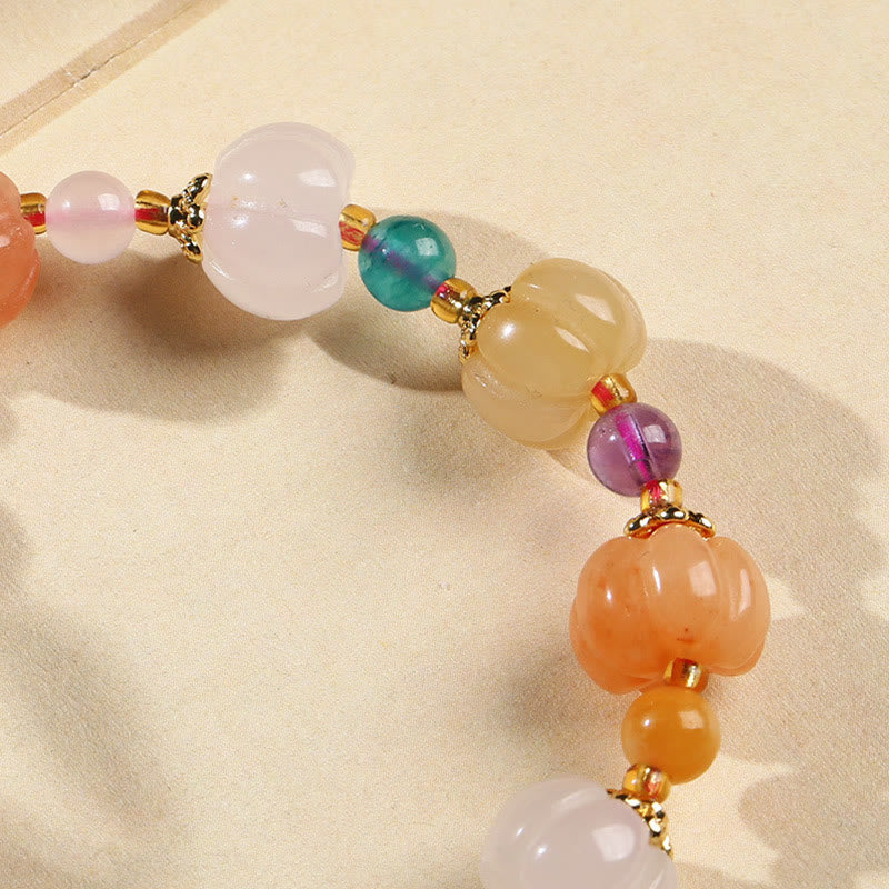 Nimara Ritual Natural Golden Silk Jade Crystals Gourd Pixiu Pumpkin Beads Wealth Charm Bracelet