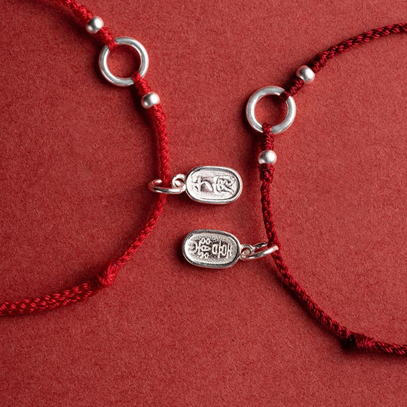 Nimara Ritual 925 Sterling Silver Lucky Fortune Peace Joy Lotus Peace Buckle Red String Bracelet