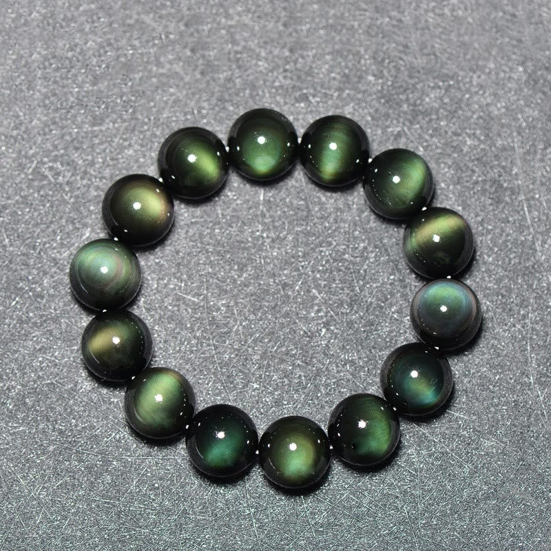 Nimara Ritual Natural Green Eye Obsidian Wealth Bracelet