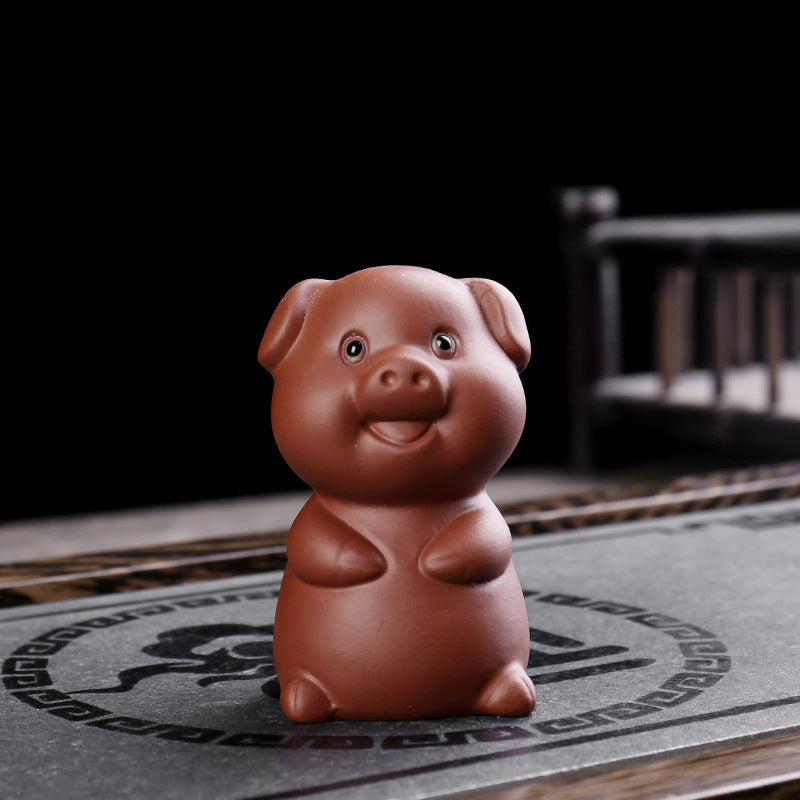 Nimara Ritual Chinese Zodiac Purple Clay Wealth Ceramic Tea Pet Home Figurine Decoration