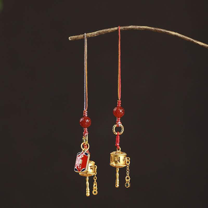 Nimara Ritual Tibetan Om Mani Padme Hum Prayer Wheel Amulet Charm Protection Phone Hanging Decoration