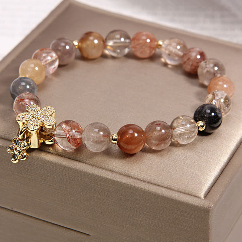 Nimara Ritual Multicolored Rutilated Quartz Citrine Wealth Protection Flower Bracelet