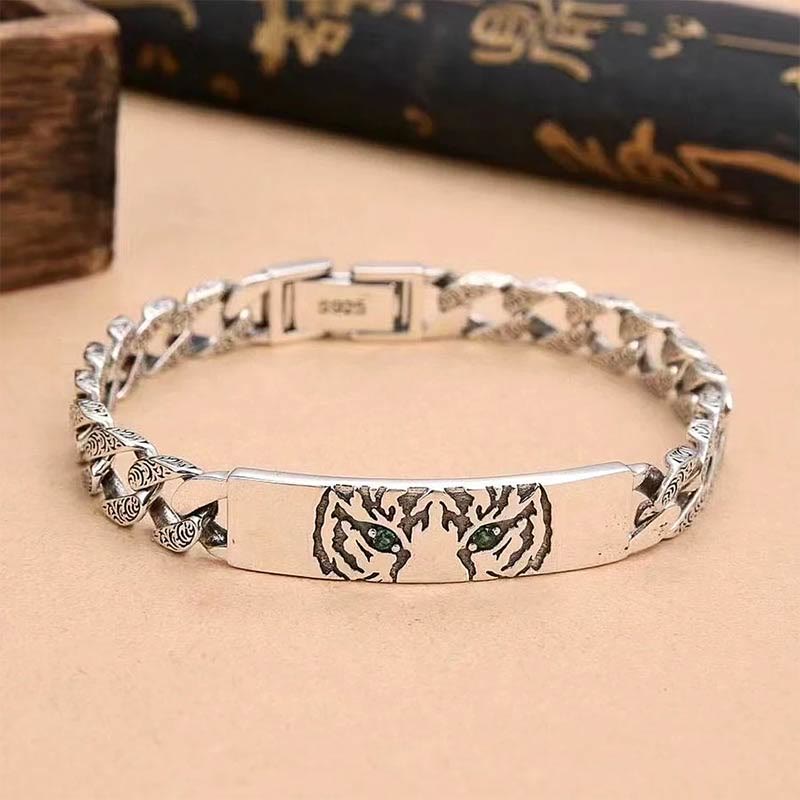 Nimara Ritual Tiger Tang Dynasty Flower Design Copper Luck Chain Bracelet