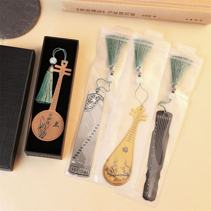 Nimara Ritual Classical Musical Instruments Pipa Guzheng Guqin Ruan Metal Bookmarks Tassel With Gift Box