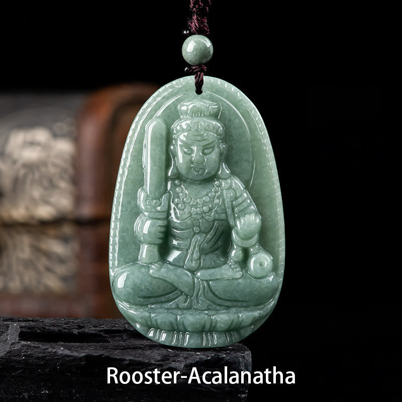 Nimara Ritual Chinese Zodiac Natal Buddha Natural Jade Wealth Prosperity Necklace Pendant