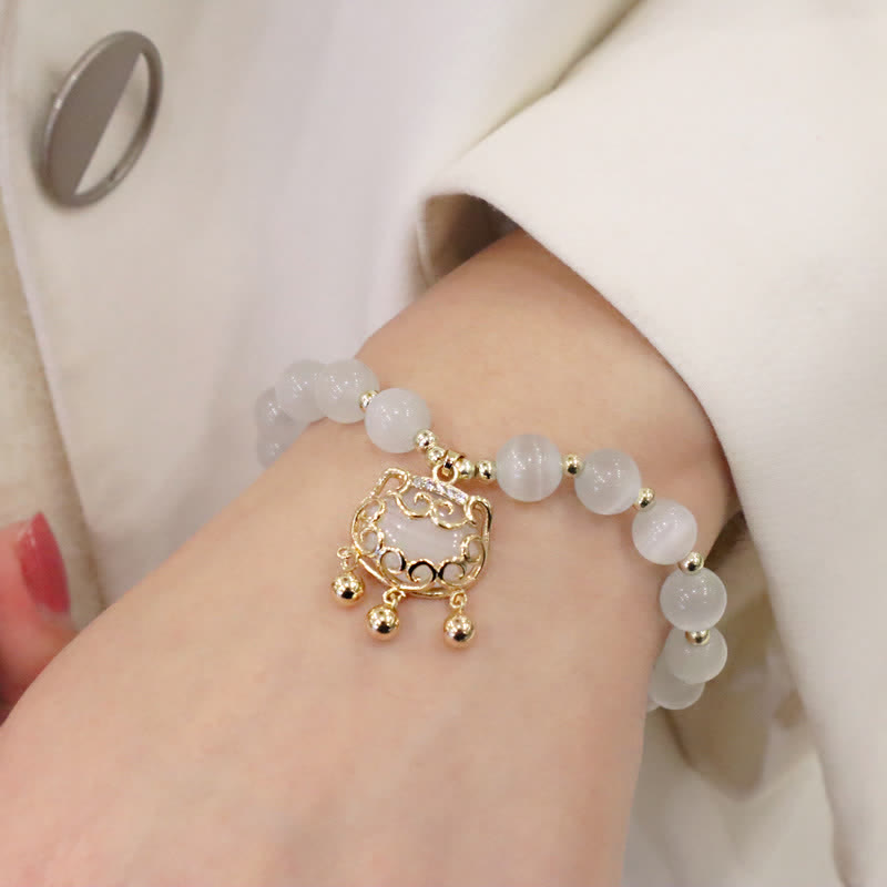 Nimara Ritual Cat's Eye Lovely Cat Pattern Pearl Love Charm Bracelet
