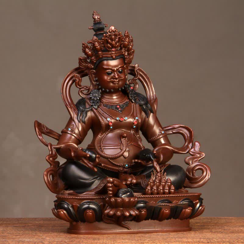 Nimara Ritual Yellow Jambhala Bodhisattva Figurine Compassion Copper Statue Home Office Decoration