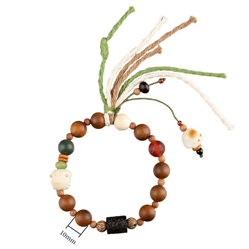 Nimara Ritual Lightning Strike Wood Bodhi Seed Cat Paw Claw Auspiciousness Protection Tassel Bracelet
