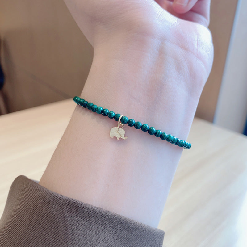 Nimara Ritual Natural Malachite Elephant Anti-Anxiety Charm Bracelet