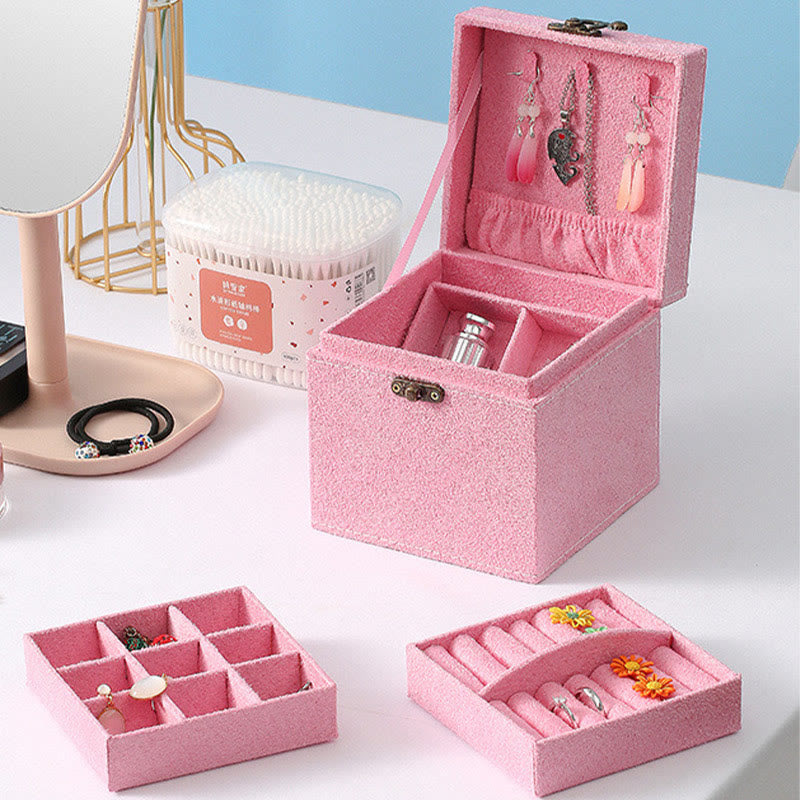 Nimara Ritual Jewelry Box Organizer Three-Layer Jewelry Storage Box Flannel Gift Box