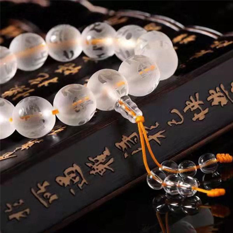 Nimara Ritual Tibet White Crystal Black Onyx Om Mani Padme Hum Meditation Bracelet