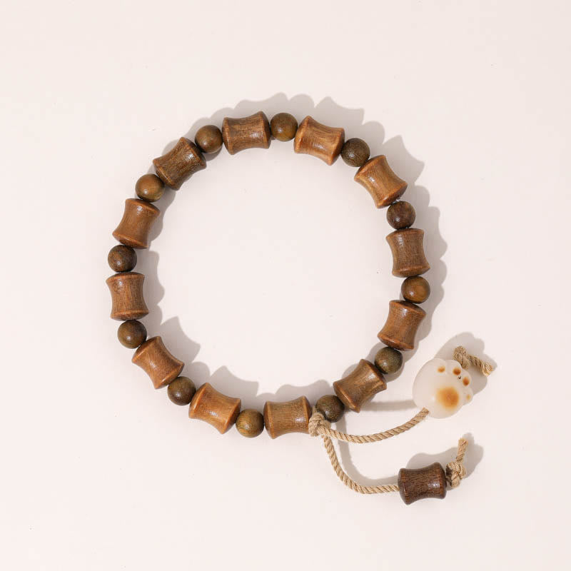 Nimara Ritual Green Sandalwood Bodhi Seed Cat Claw Bamboo Peace Bracelet