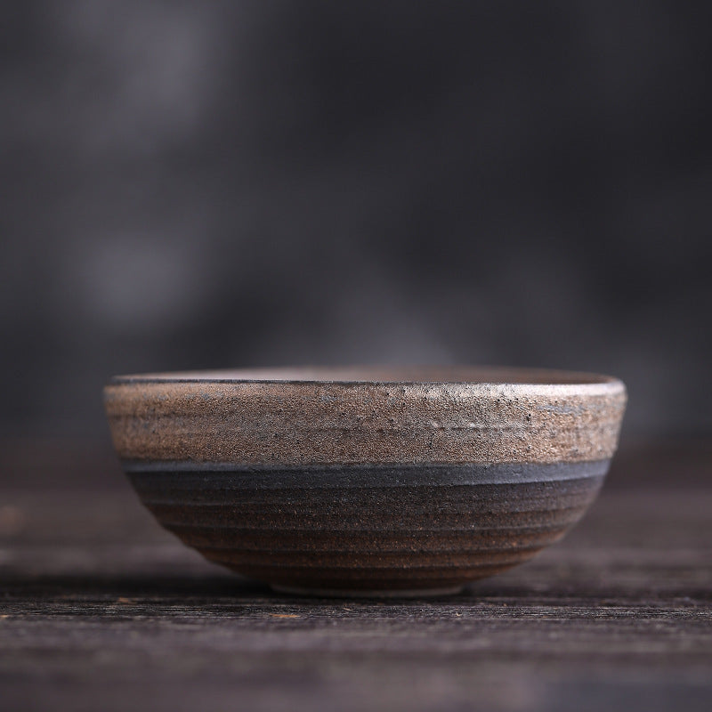 Nimara Ritual Simple Brown Striped Texture Ceramic Teacup Kung Fu Tea Cup Bowl