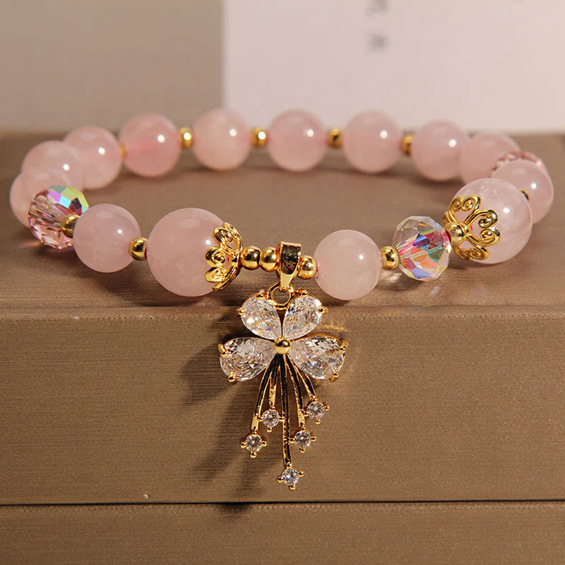 Nimara Ritual Aquamarine Pink Crystal Healing Zircon Butterfly Charm Bracelet