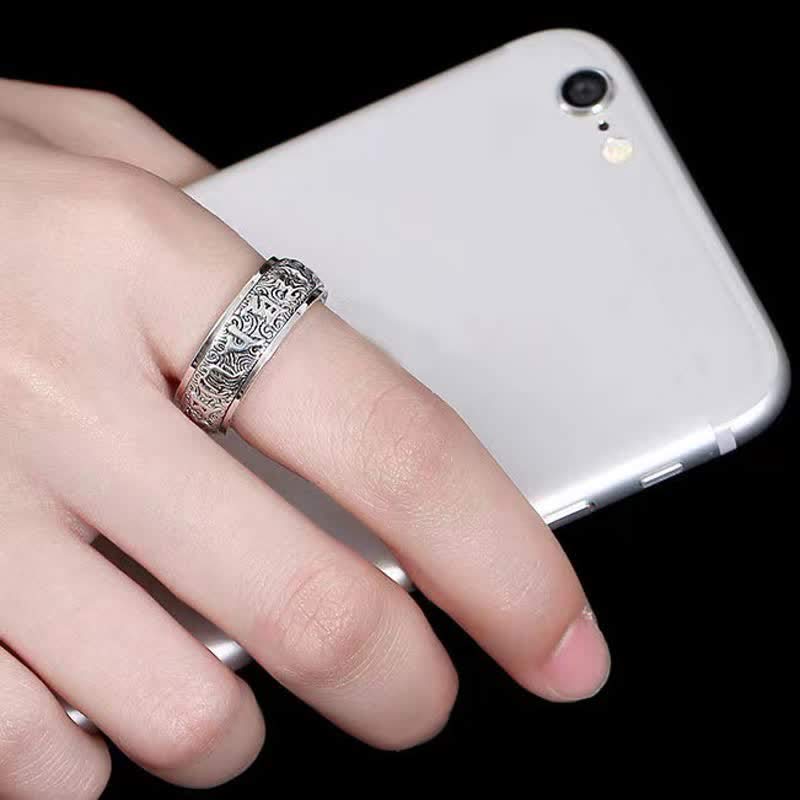 Nimara Ritual Six True Words Swastika Copper Healing Rotatable Ring