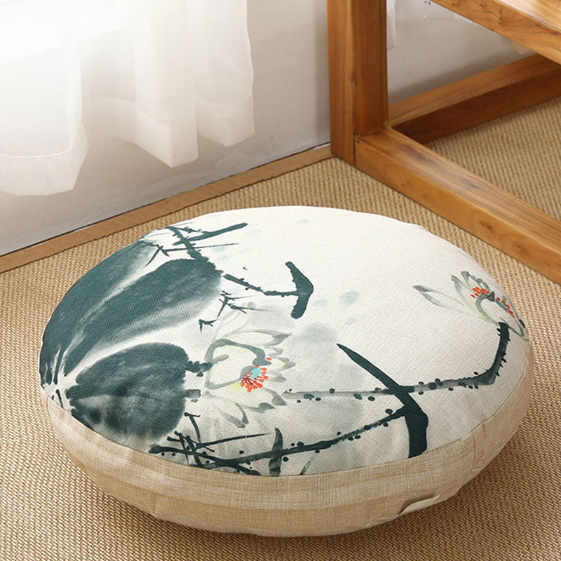 Nimara Ritual Lotus Simple Pattern Linen Meditation Seat Cushion Home Living Room Decoration