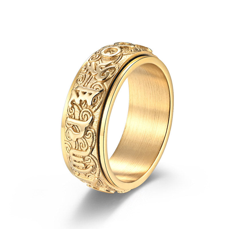 Nimara Ritual Six True Words Balance Calm Titanium Steel Ring