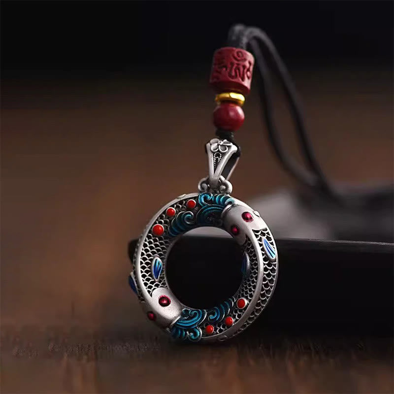 Nimara Ritual Koi Fish Peace Buckle Copper Wealth Luck Necklace Pendant