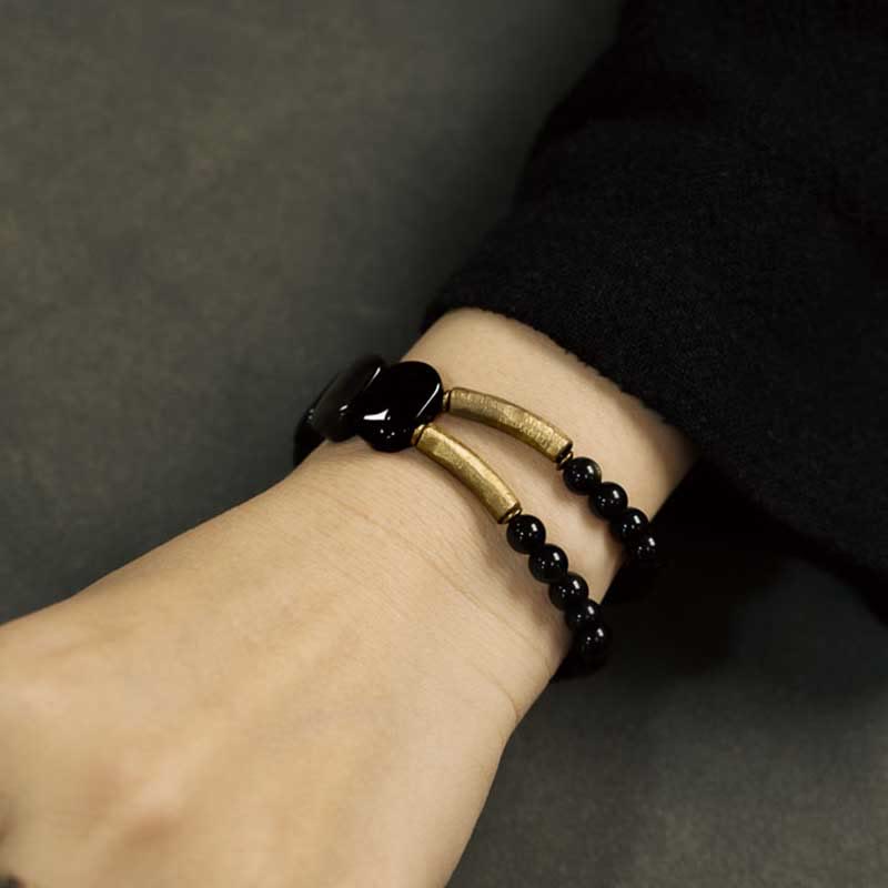 Nimara Ritual Black Obsidian Gold Sheen Obsidian Strengthen Bracelet