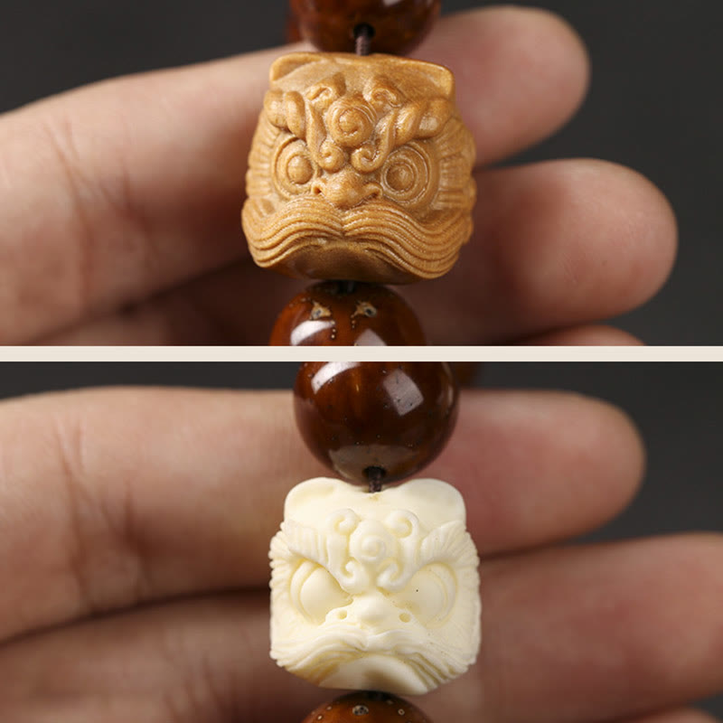 Nimara Ritual Purple Bodhi Seed Dancing Lion Wisdom Bracelet
