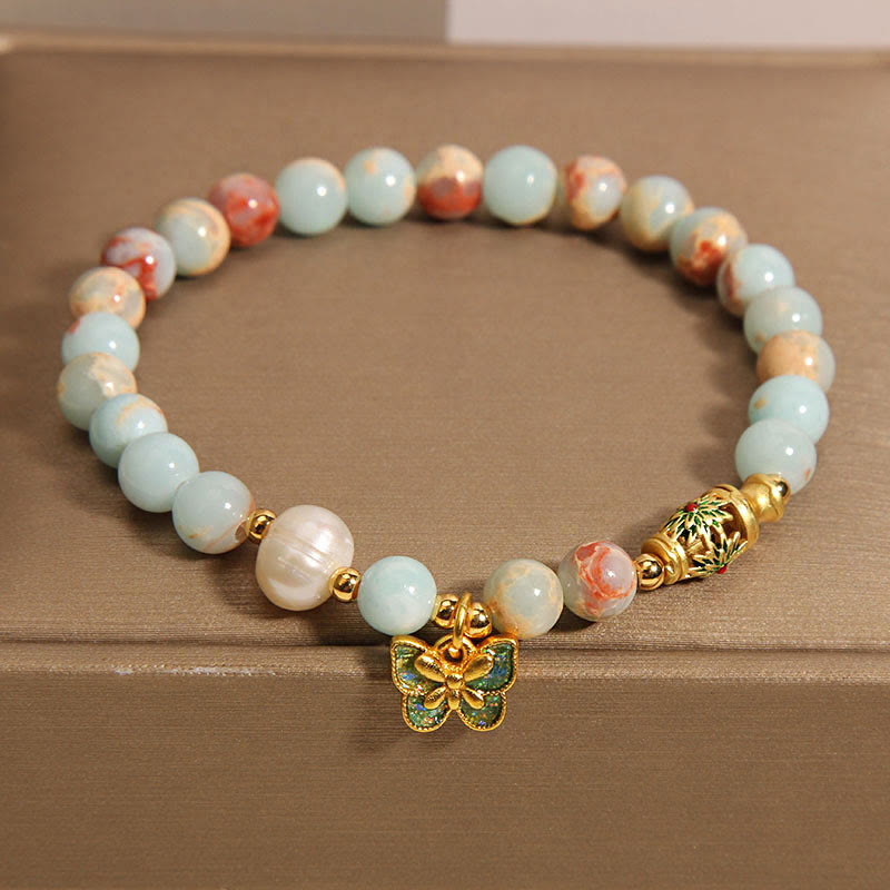 Nimara Ritual Shoushan Stone Pearl Butterfly Wealth Bracelet