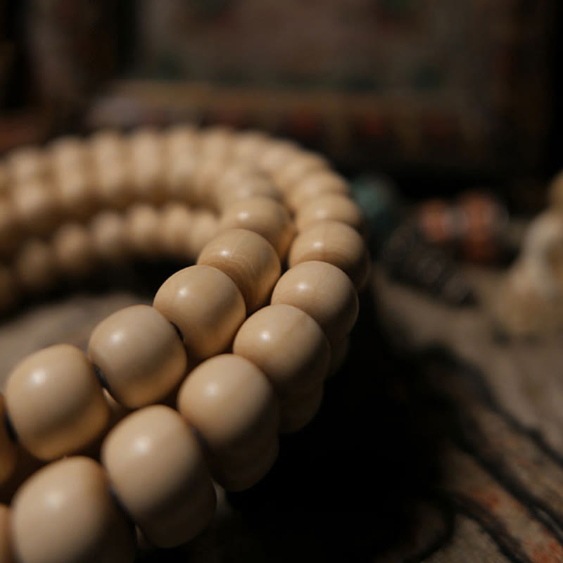 Nimara Ritual 108 Mala Beads Abelia Biflora Wood Warding Off Evil Spirits Wrist Mala
