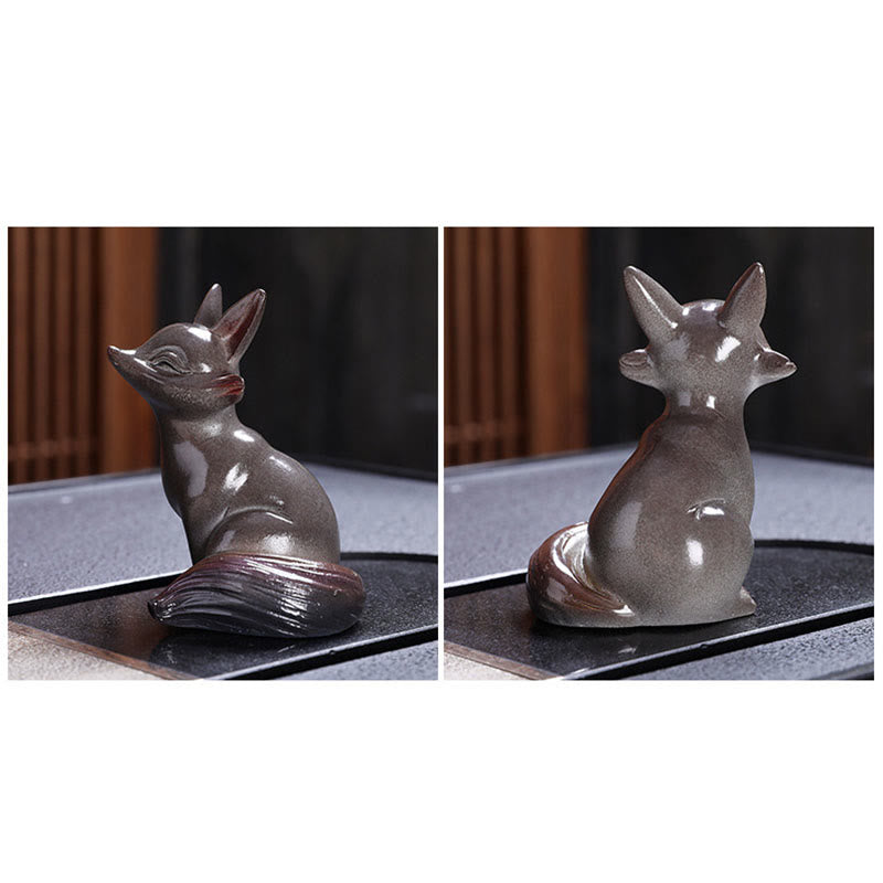 Nimara Ritual Color Changing Small Cute Fox Tea Pet Resin Home Figurine Decoration