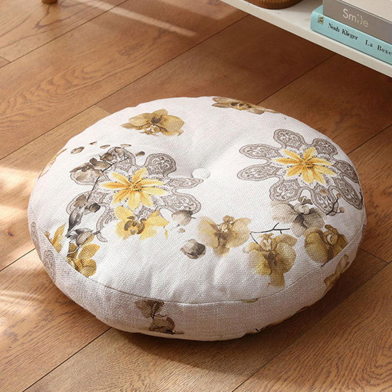 Nimara Ritual Lotus Simple Pattern Linen Meditation Seat Cushion Home Living Room Decoration