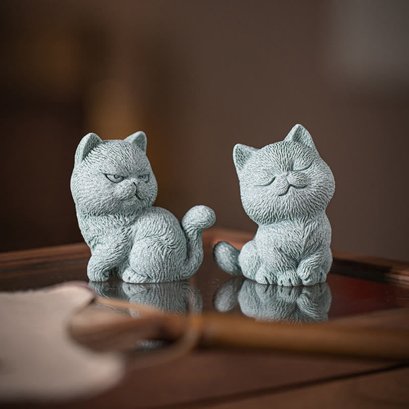Nimara Ritual Small Cat Home Tea Pet Figurine Desk Decoration