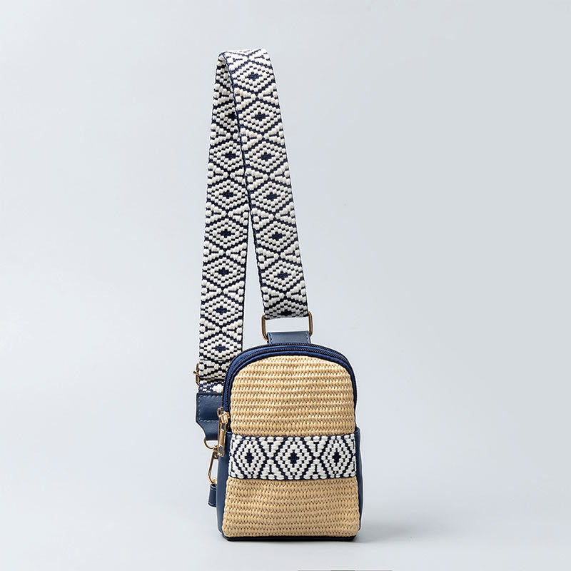Nimara Ritual Small Geometry Straw Woven Crossbody Bag Shoulder Bag