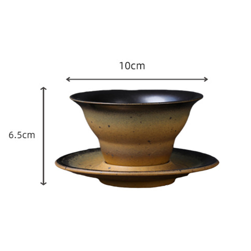 Nimara Ritual Planet Design Ceramic Coffee Mug Rough Pottery Tea Coffee Cup With Saucer
