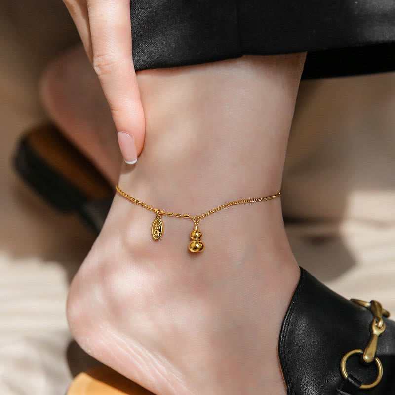 Nimara Ritual 18k Gold Plated Copper Lucky Gourd Design Wealth Buckle Anklet