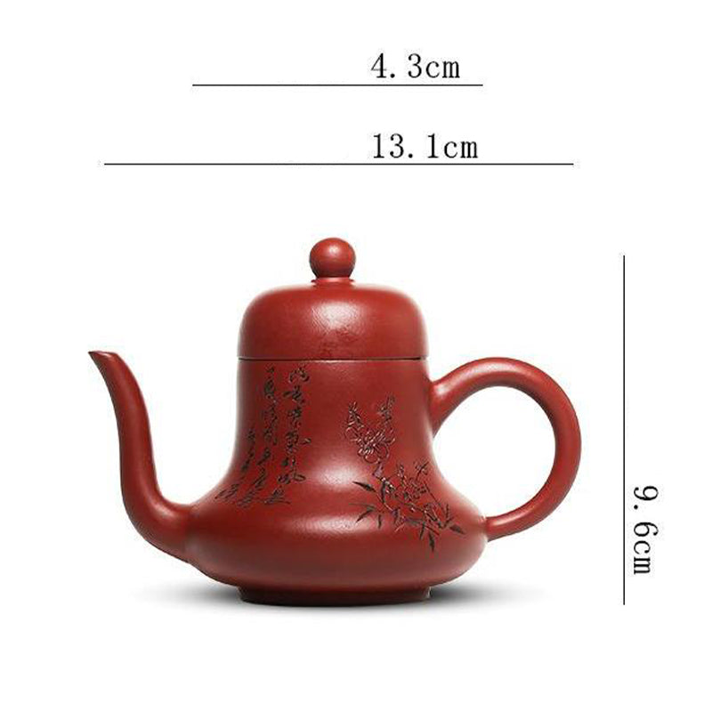 Nimara Ritual Vintage Bamboo Peach Blossom Purple Clay Kung Fu Teapot