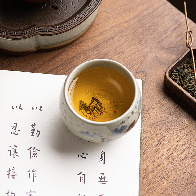 Nimara Ritual A Panorama of Rivers and Mountains Ceramic Teacup Kung Fu Tea Cup 150ml