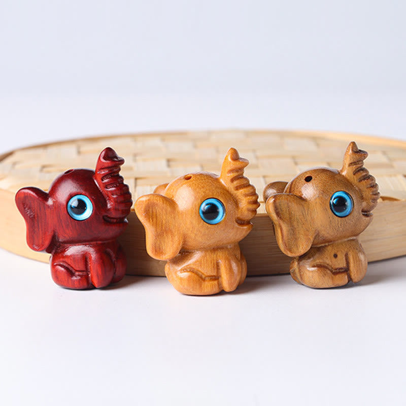 Nimara Ritual Sandalwood Small Leaf Red Sandalwood Green Sandalwood Lucky Mini Elephant Carved Protection Decoration