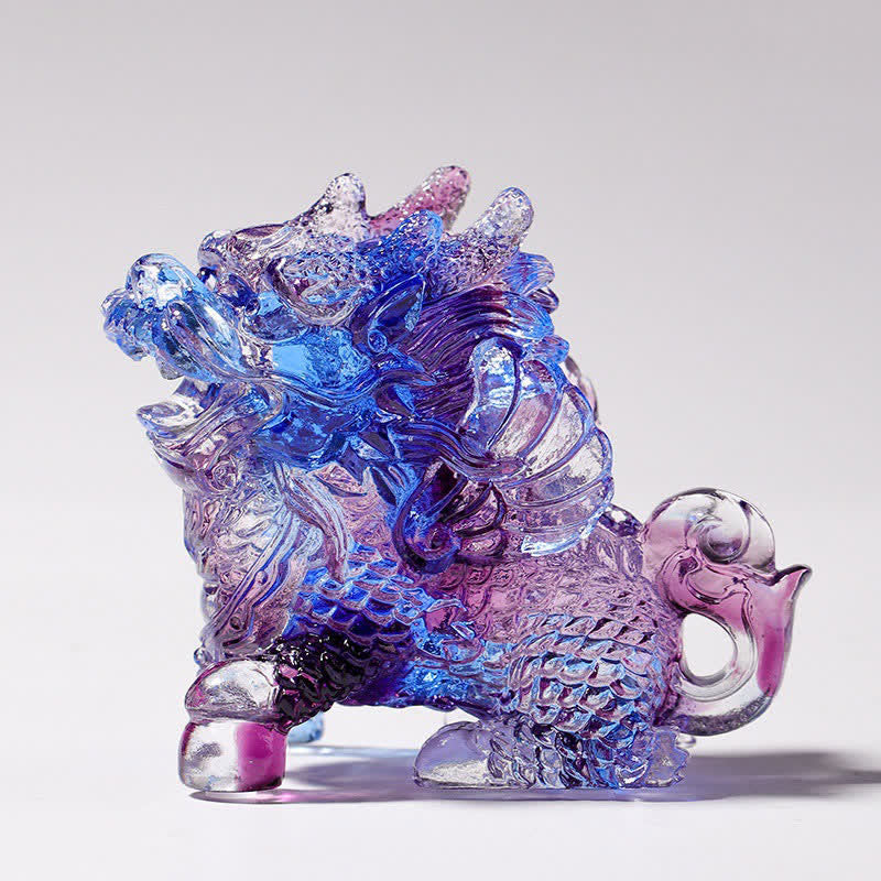 Nimara Ritual Feng Shui Kirin Handmade Liuli Crystal Art Piece Home Office Decoration