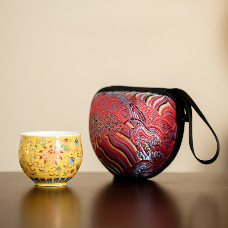 Nimara Ritual Lotus Flower Pod Pattern Ceramic Teacup Kung Fu Tea Cup 80ml