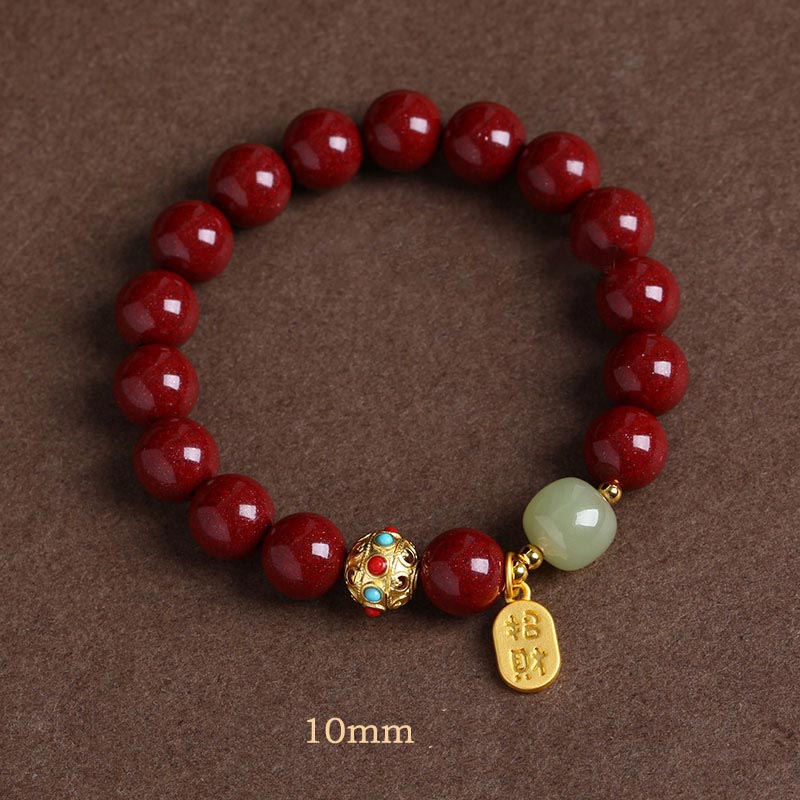 Nimara Ritual Cinnabar Green Aventurine Fortune Protection Charm Bracelet